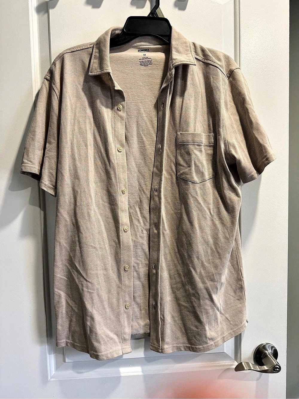Sonoma Men's Short Sleeve Shirt in Beige Size Medium